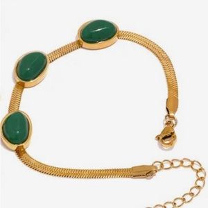 Green Agate Chain Necklace Bracelet Stainless Steel